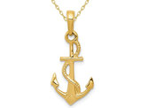 14K Yellow Gold Polished Anchor Pendant Necklace with Chain